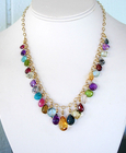 14k Gold Filled "Happy" Necklace with Mixed Gemstones…